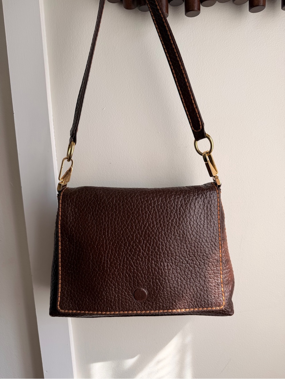 Plinio Visona Vintage pebbled Leather Shoulder bag Made in Italy